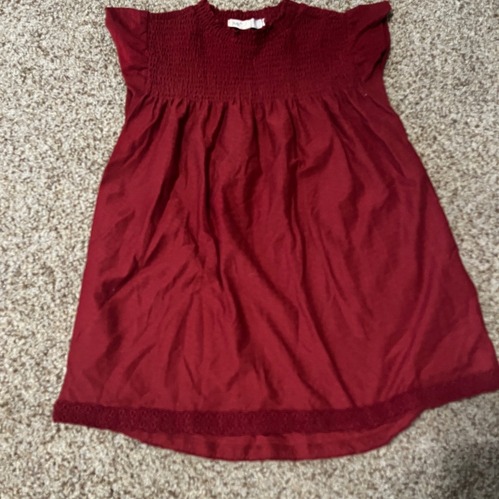 Jolt Deep Red Smocked Top